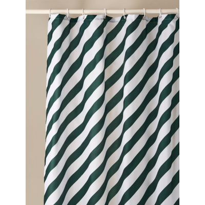 George Green & White Christmas Diagonal Stripe Shower Curtain - Green & White