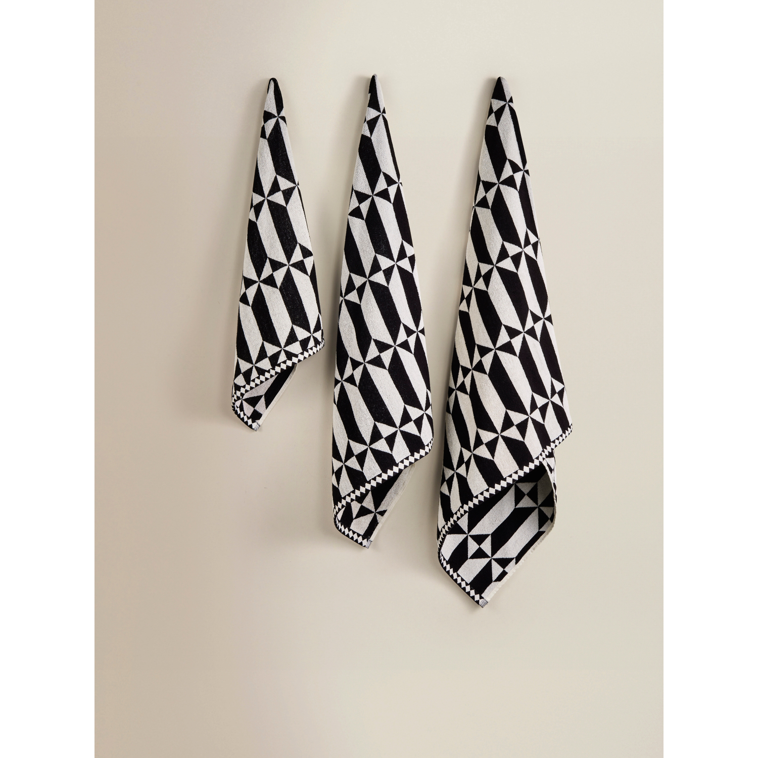 George Black & White Monochrome Diamond Geometric Cotton Towel Range