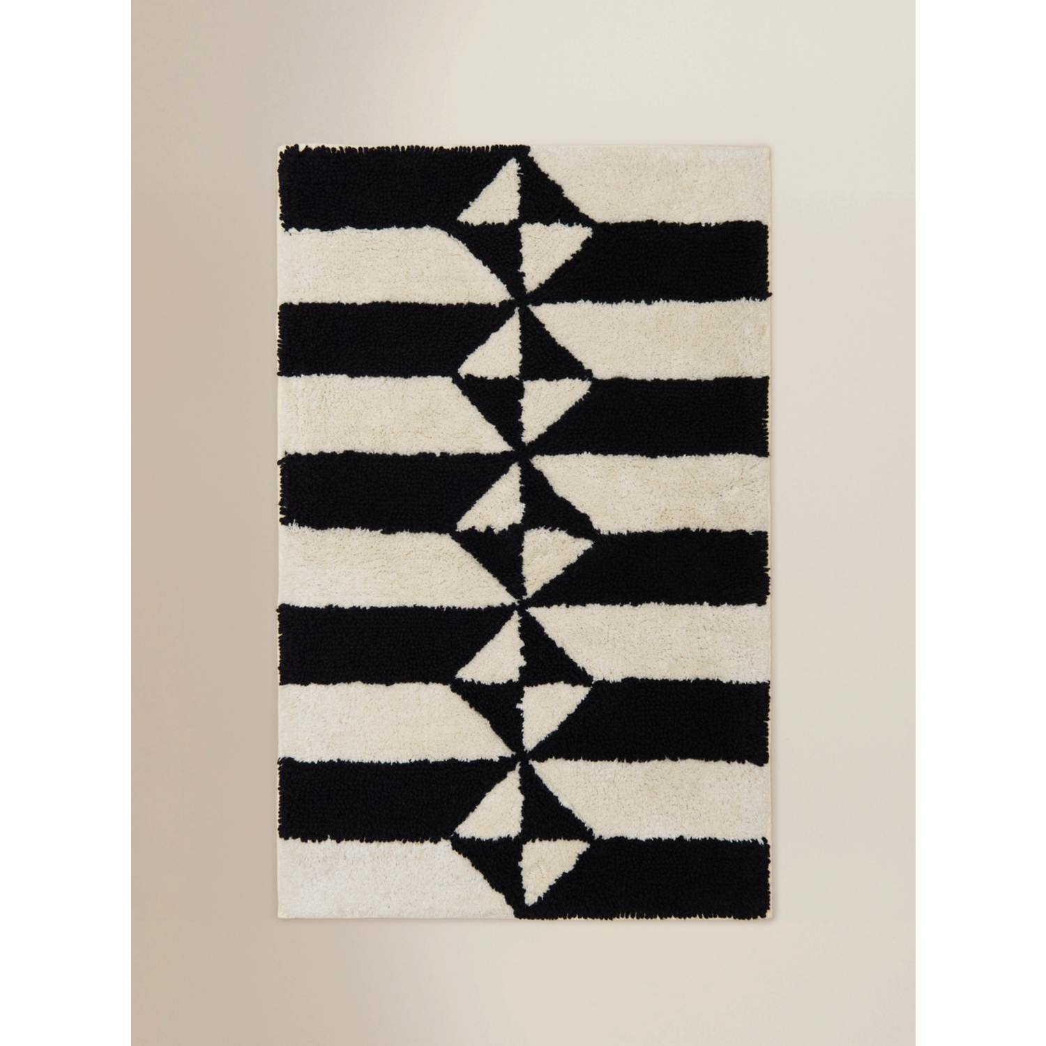 George Black & White Monochrome Diamond Geometric Cotton Bath Mat