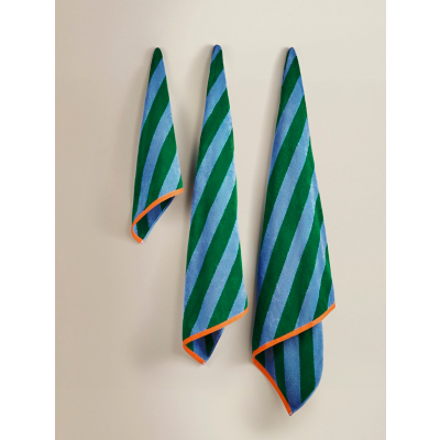 George Blue & Green Green & Blue Diagonal Stripe Cotton Towel Range
