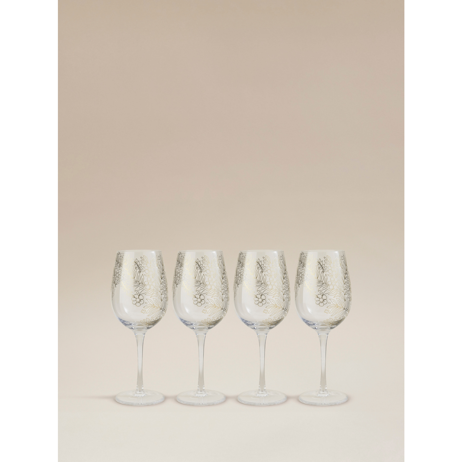 George Gold -Tone Floral Wine Glass - Set Of 4