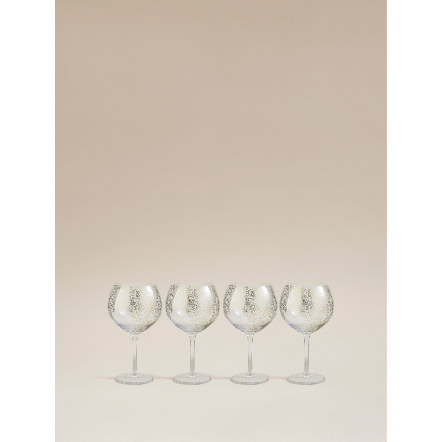 George Gold -Tone Floral Gin Glass - Set Of 4