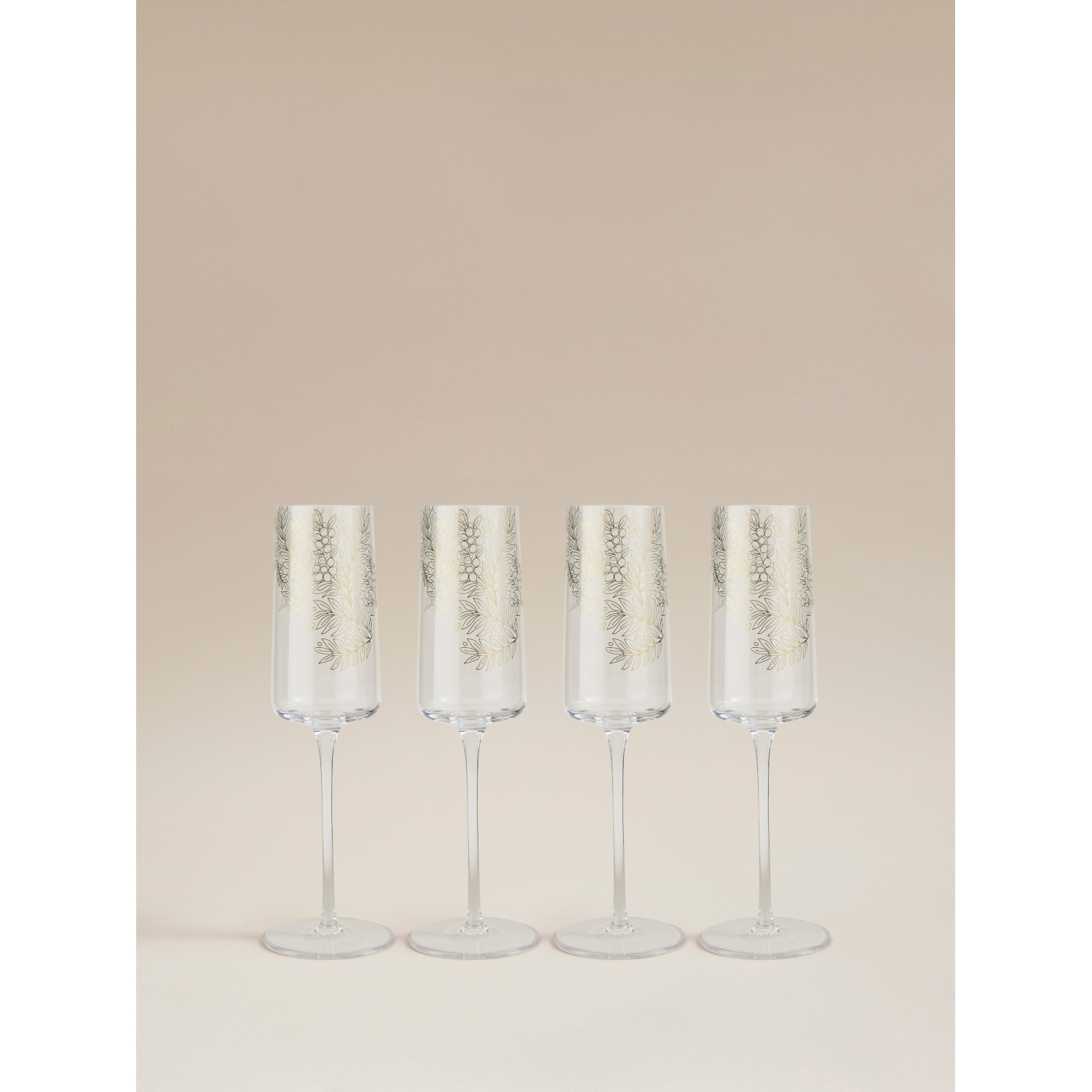 George Gold -Tone Floral Champagne Flute - Set Of 4