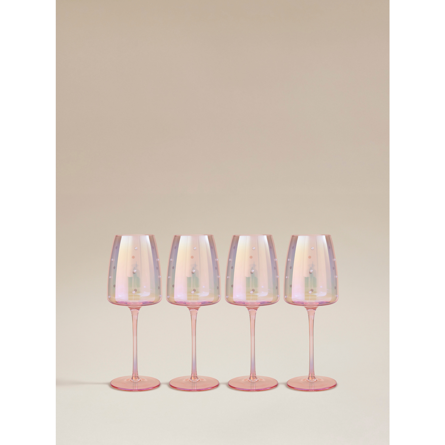 George Pink Iridescent Dotted Wine Glass - Set Of 4