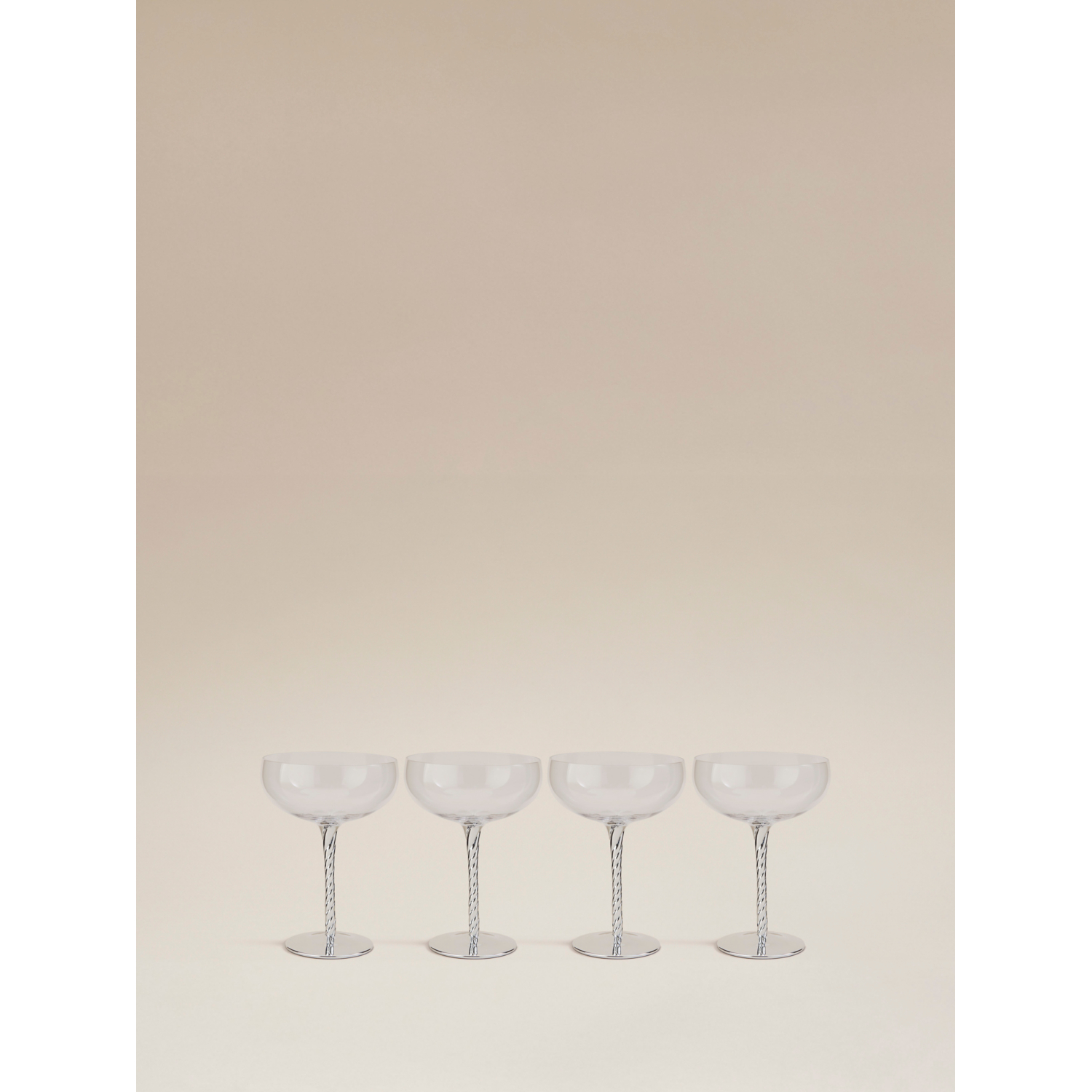 George Silver Siver-Tone Twisted Stem Coupe Glass - Set Of 4