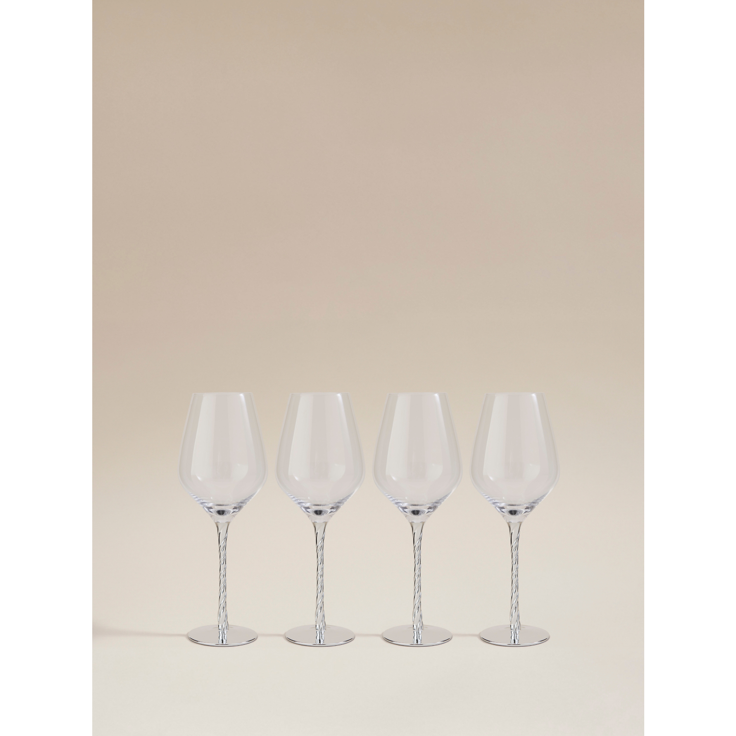 George Silver -Tone Twisted Stem Wine Glass - Set Of 4