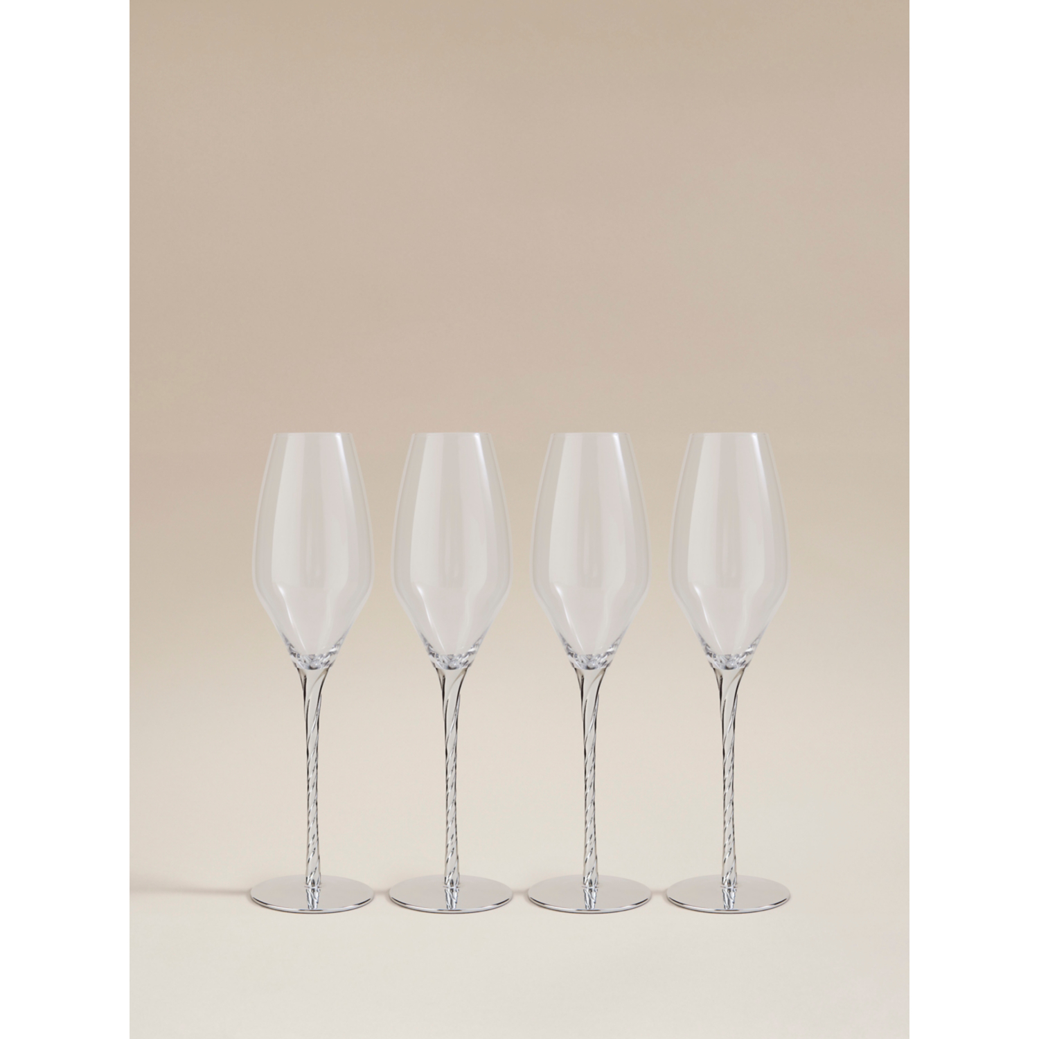 George Silver -Tone Twisted Stem Champagne Flute - Set Of 4