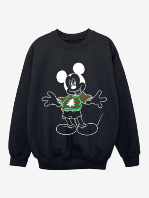 Mickey Mouse Xmas Jumper Boys Black Sweatshirt Kids at ASDA