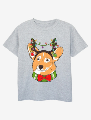 Christmas Lights Girls Grey Printed TShirt Kids at ASDA