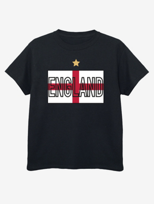 NW2 Football England Flag Kids Black TShirt Kids at ASDA