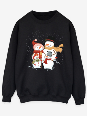 NW2 Christmas Snowman Family Kids Black Sweatshirt