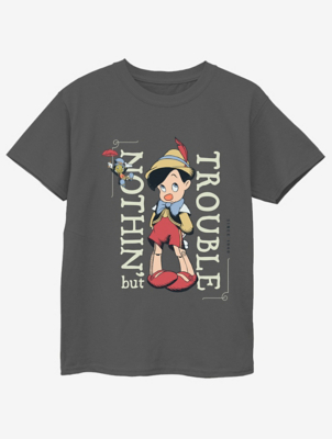 NW2 Pinocchio Nothing But Trouble Kids Dark Grey T-Shirt | Kids ...