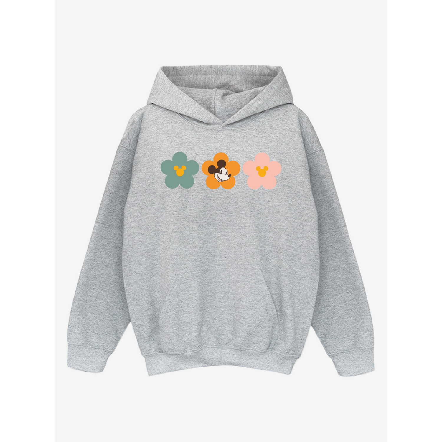 Disney Grey Nw2 Mickey Mouse Flowers Kids Hoodie