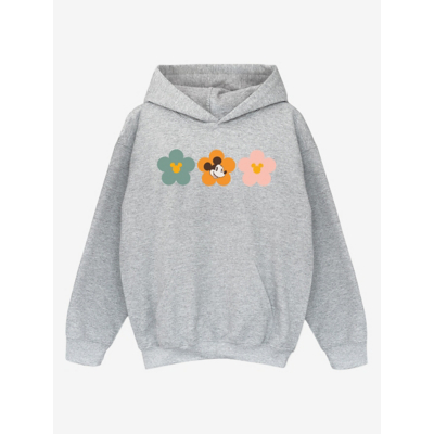 Disney Grey Nw2 Mickey Mouse Flowers Kids Hoodie
