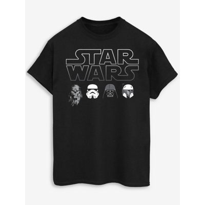 George NW2 Star Wars Character Heads Adult Black T-Shirt