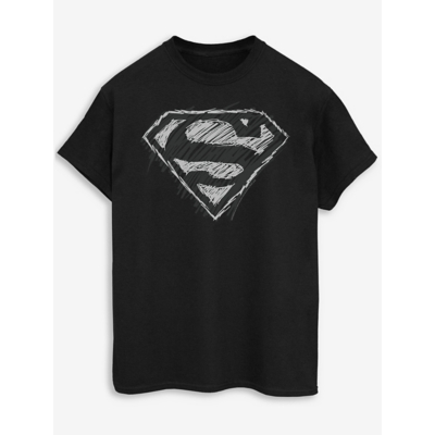 George NW2 Superman Sketch Logo Black Printed T-Shirt