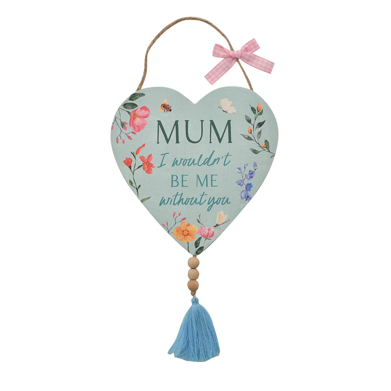 George Light Blue The Cottage Garden Hanging Heart Plaque With Tassel 'Mum'