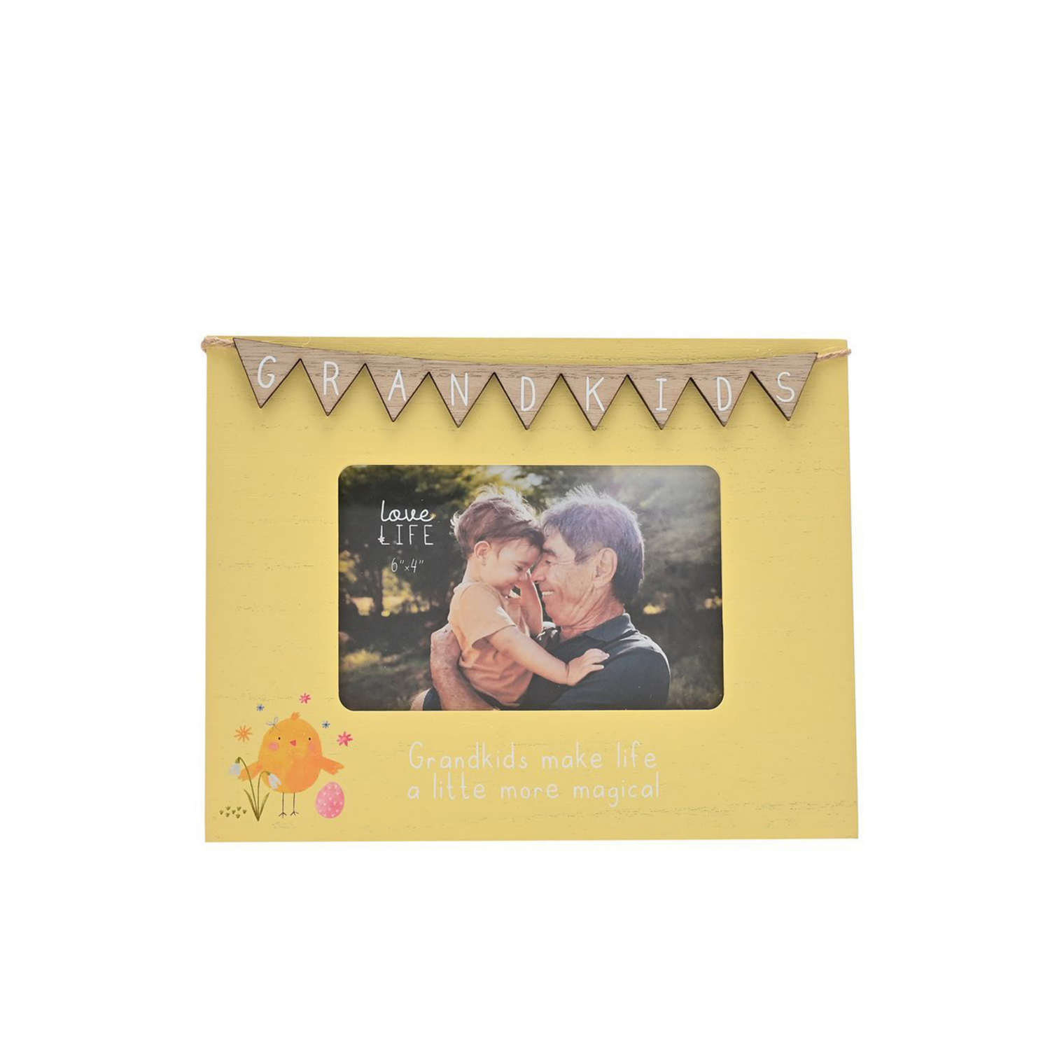 George Yellow Love Life 6 X 4 Frame With Bunting - Grandkids