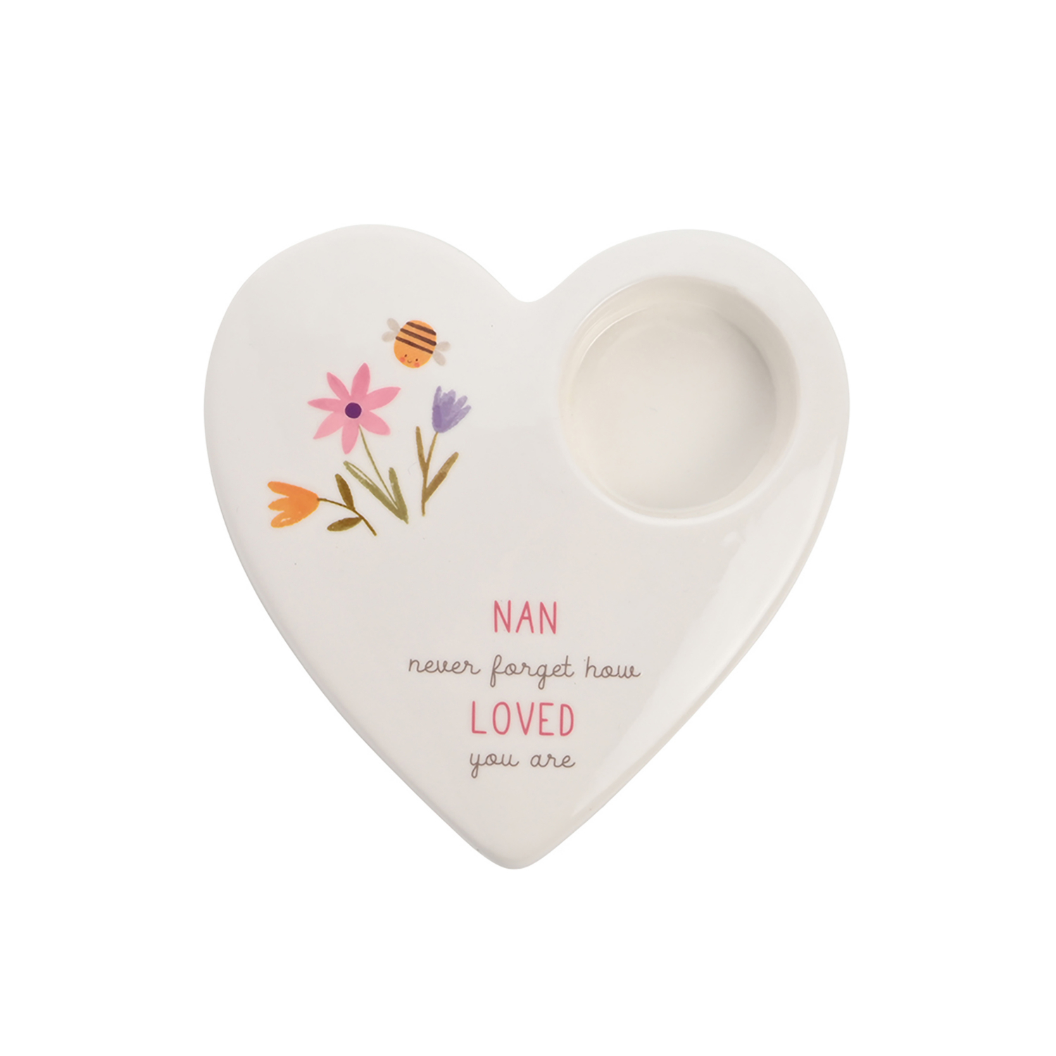 George White Love Life Ceramic Tea Light Candle Holder - Nan