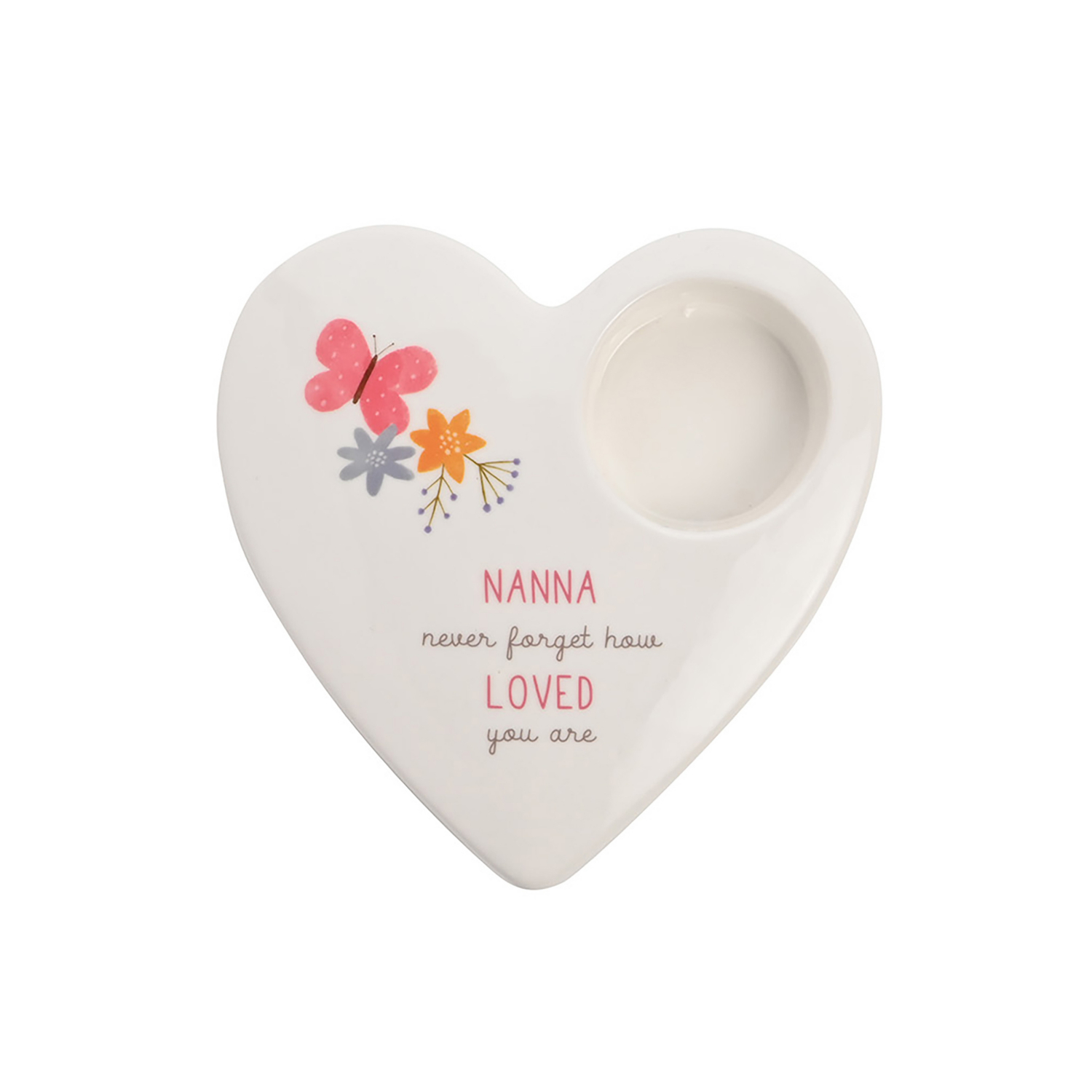 George White Love Life Ceramic Tea Light Candle Holder - Nanna