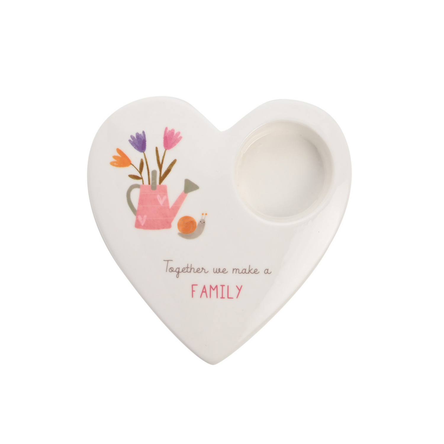 George White Love Life Ceramic Tea Light Candle Holder - Family