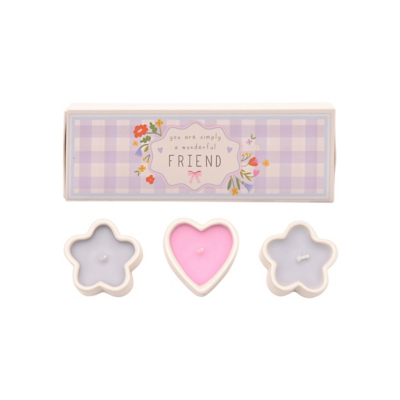Love Life Set Of 3 Mini Candles Wonderful Friend, White