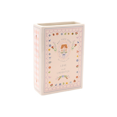 Love Life Book Vase Home, Pink
