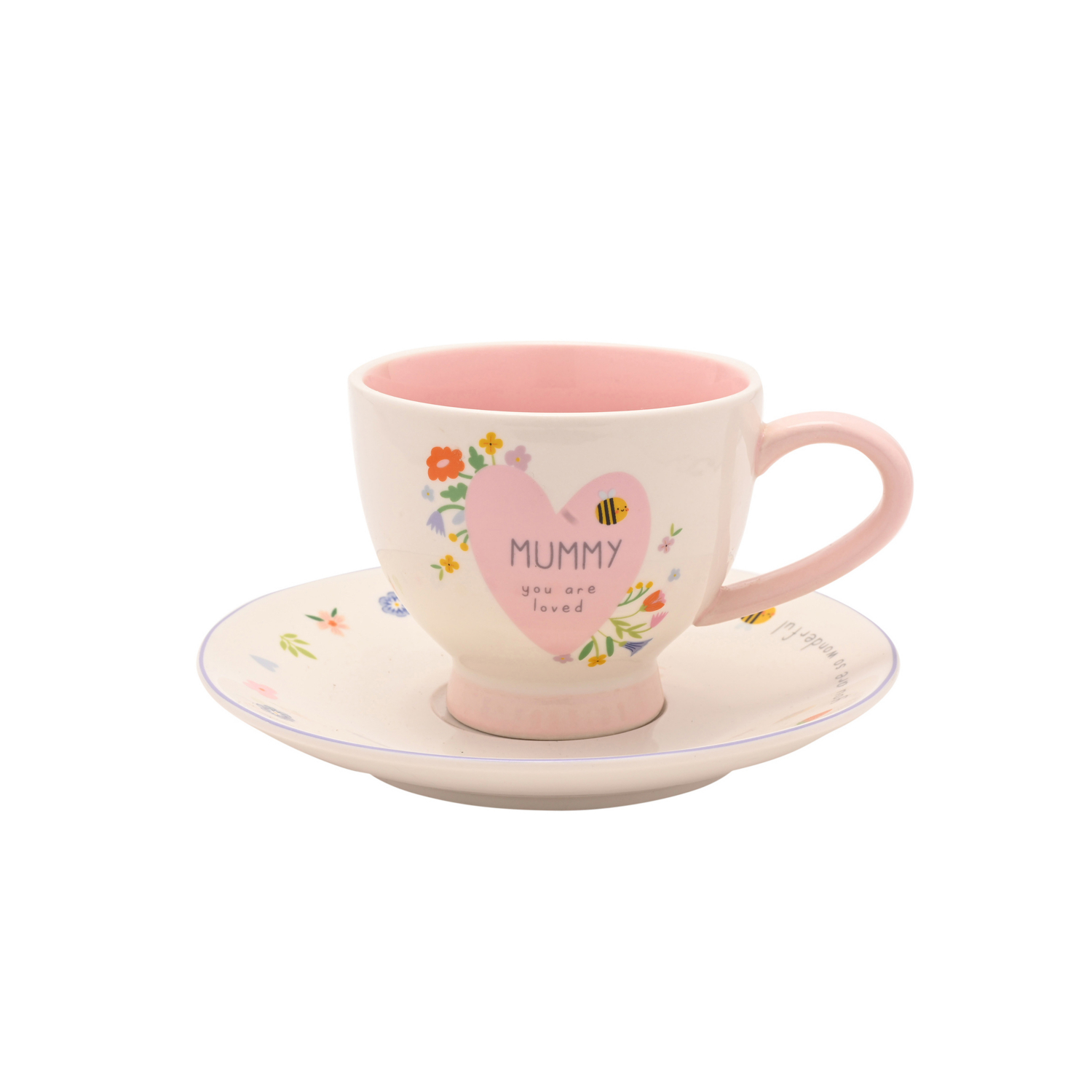 George Pink & White Love Life Cup & Saucer Set - Mummy