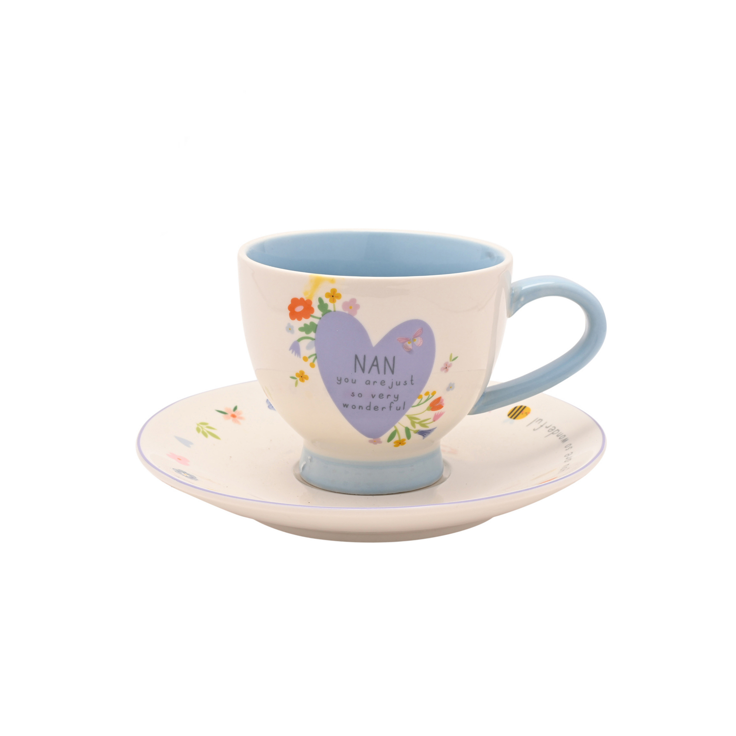 George Blue & White Love Life Cup & Saucer Set - Nan