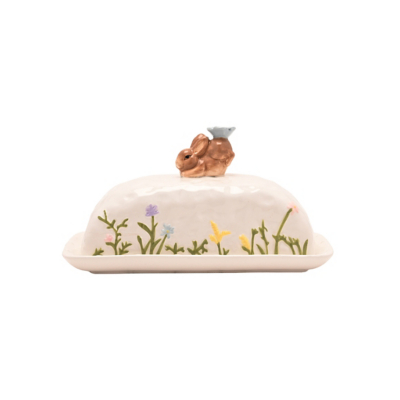 George The Eggs-traordinary Gifting Co Bunny Butter Dish - Green & White