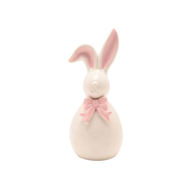 George The Eggs-traordinary Gifting Co Standing Bunny With Pink Bow - Pink & White