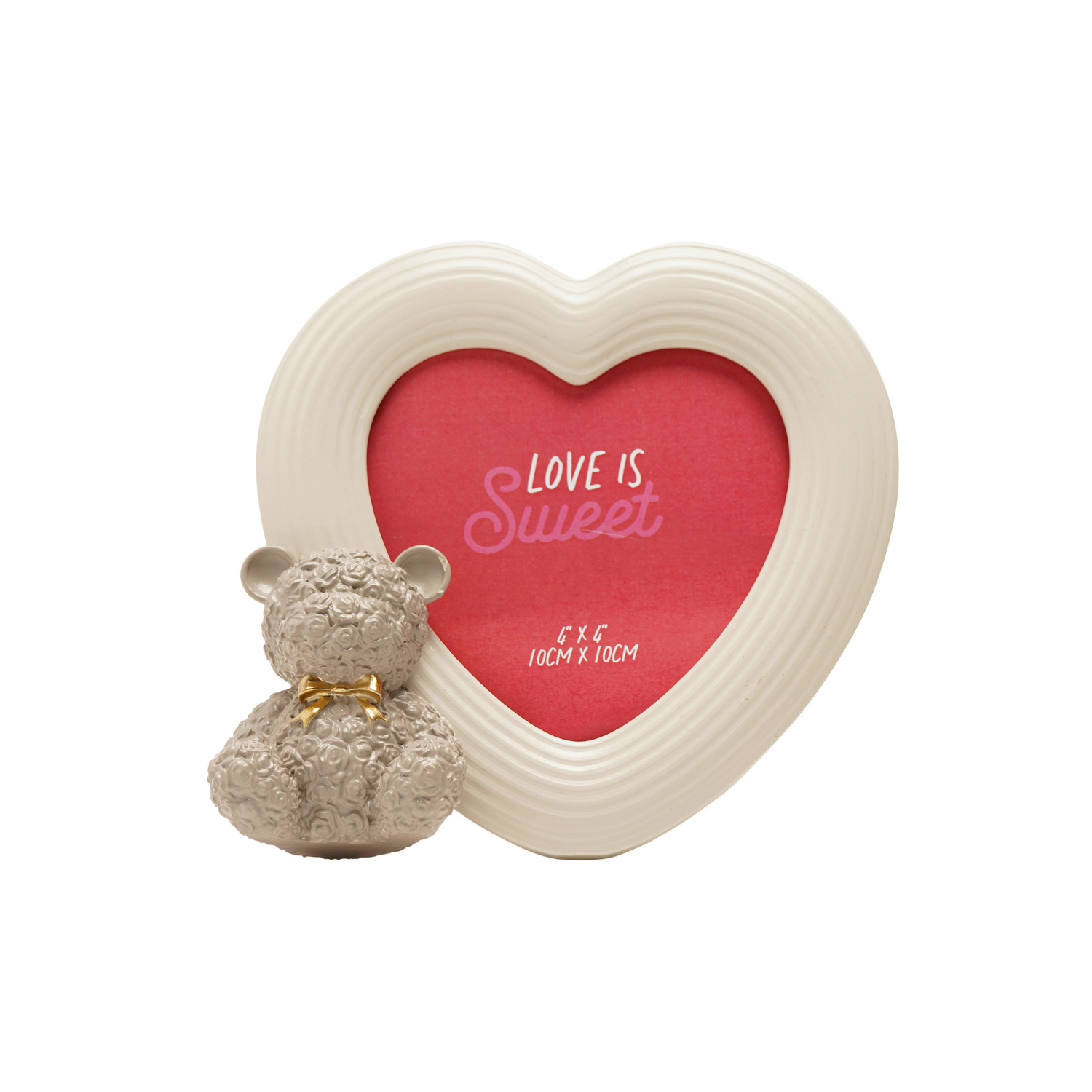 George White & Grey Love Is Sweet White Baby Bear Heart Photo Frame