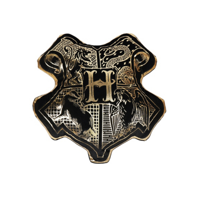 Warner Bros Harry Potter Alumni Velvet Cushion - Hogwarts Crest in Black