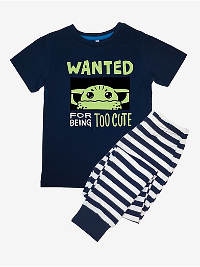 NW2 Mandalorian Slogan Navy Stripes Pyjamas, Kids