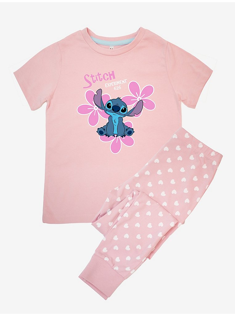 NW2 Lilo & Stitch Flowers Pink Hearts Pyjamas | Kids | George at ASDA