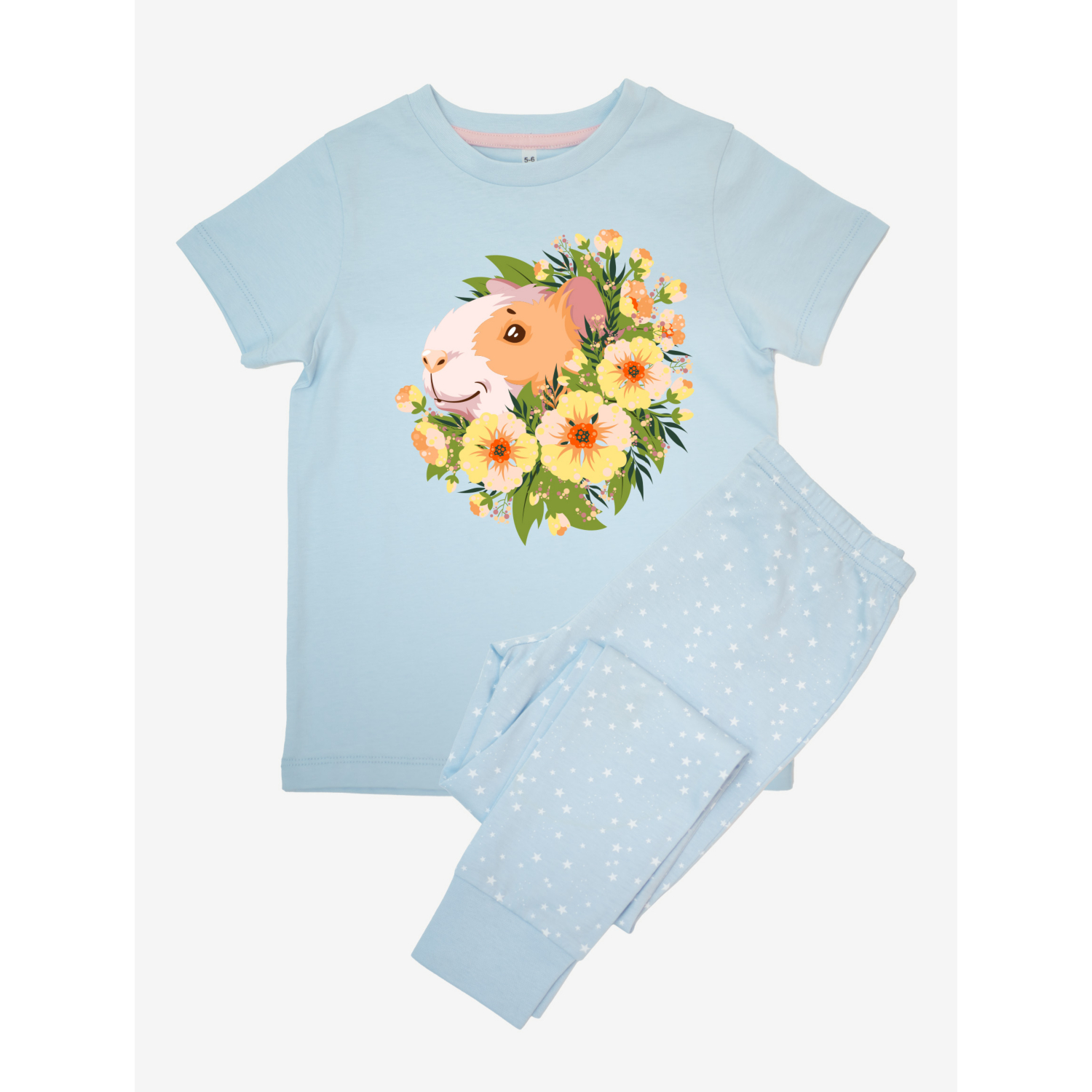 George Blue Nw2 Guinea Pig Flower Wreath Stars Pyjamas