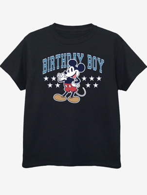 NW2 Disney Mickey Mouse Birthday Boy Black T-Shirt Kids George