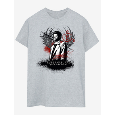 Supernatural Women's Join The Hunt Wings Boyfriend T-Shirt in Grey | Size: Large