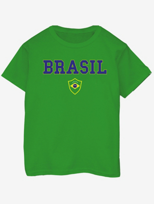 Футболка NW2 Brasil Football Kids с зеленым принтом