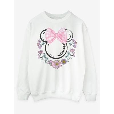 Disney Women's Minnie Mouse Bows & Flowers Sweatshirt in White | Size: Large
