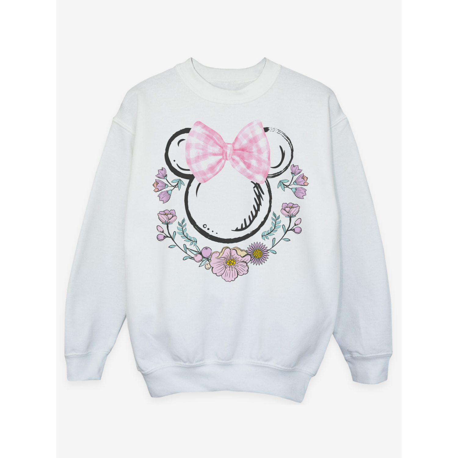 George White Nw2 Minnie Mouse Flowers Logo Sweatshirt