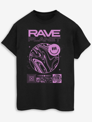 NW2 Rave Planet Black Printed T-Shirt | Men | George at ASDA