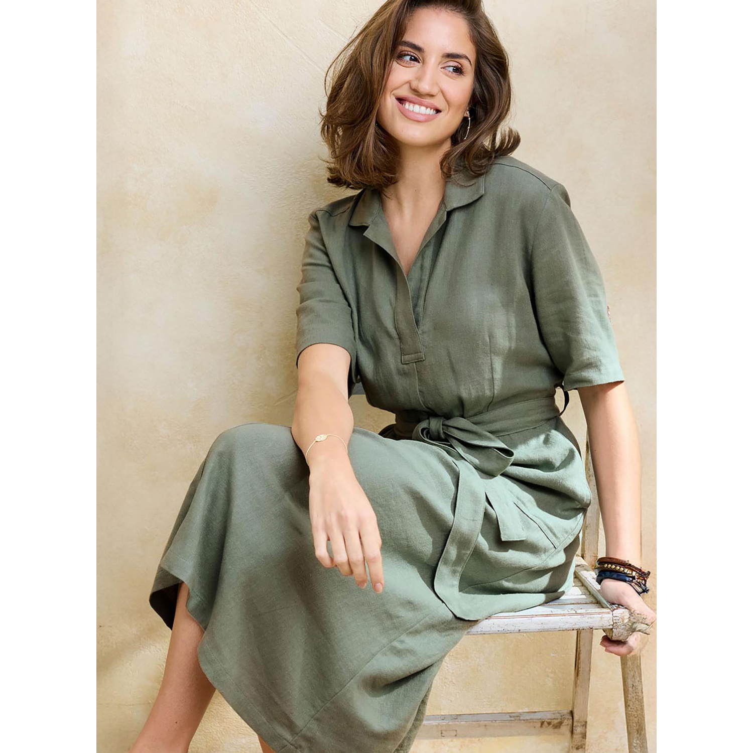 George Green Cotton Traders Linen Blend Midi Dress