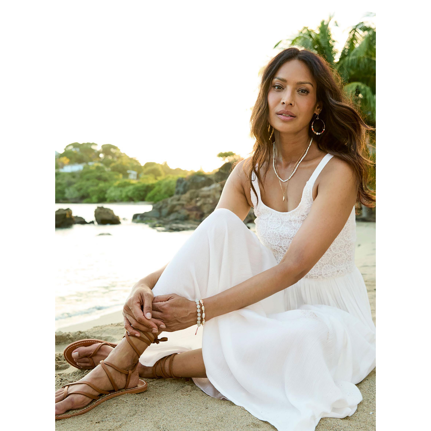 George Ivory Cotton Traders Crochet Detail Maxi Dress