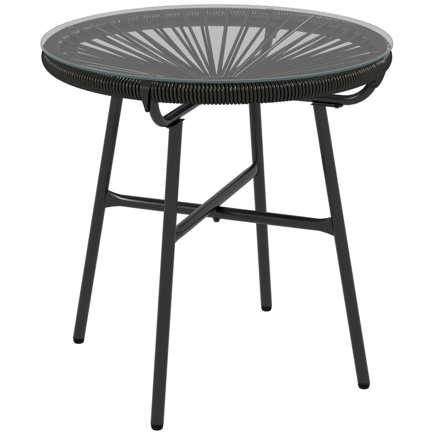 George Black Outsunny Round Rattan Side Table