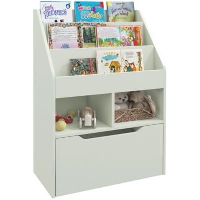 HOMCOM Kids Bookcase, Toy Box w/ Storage Drawer, Wheels for Bedroom - Green, Green