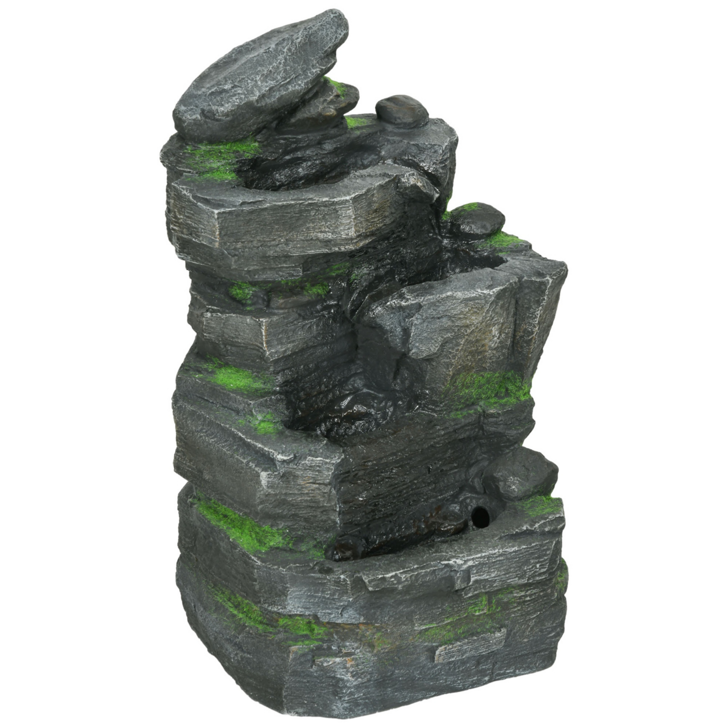 Outsunny Garden Fountain, Outdoor Water Feature With Led Light, Dark Grey - Image 8