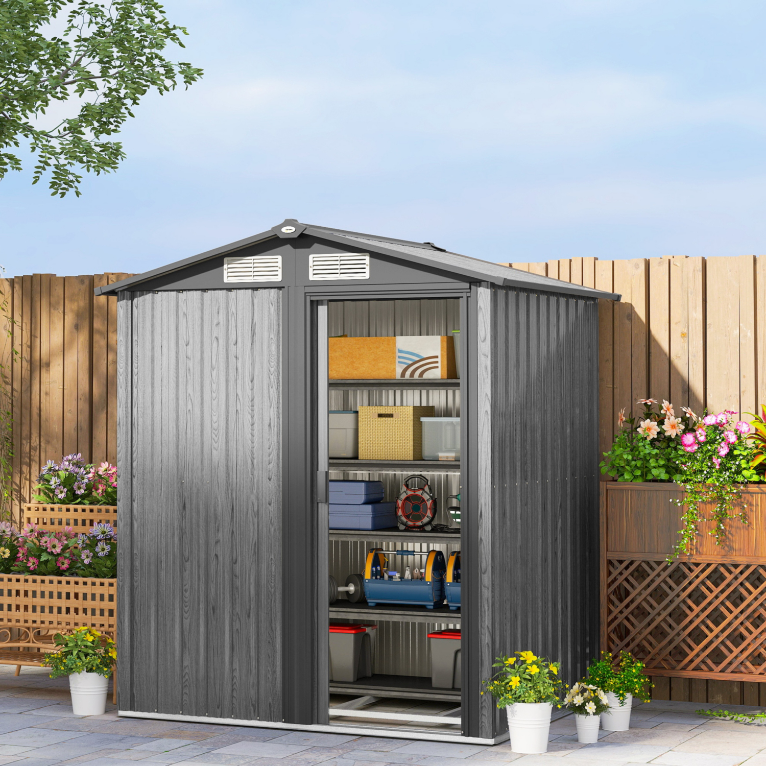 George Grey Outsunny Light 5X4.3 Metal Shed