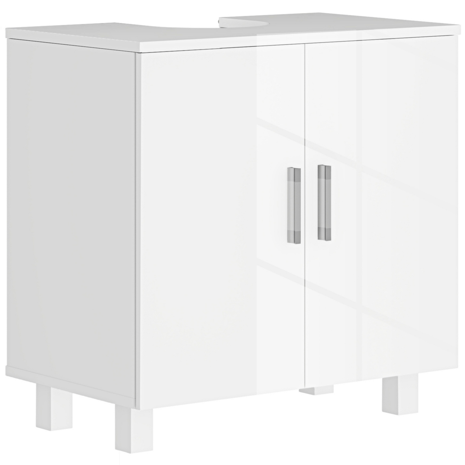 Homcom Unisex White Freestanding Bathroom High Gloss Under Sink Cabinet, - Image 9