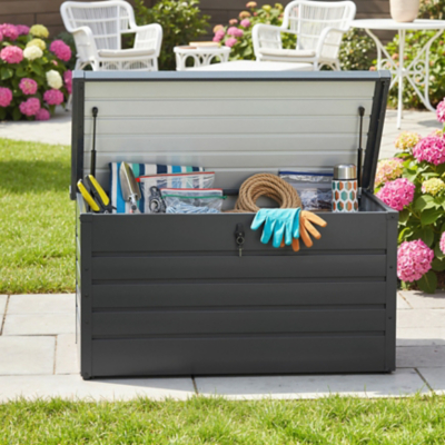 Outsunny 311L Garden Storage Box, Waterproof Outdoor Storage Box for Tools, Grey